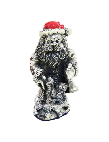 Santa Claus with Bluebell Silver Plated Resin Sculpture 