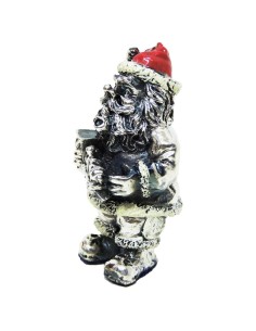 Santa Claus with Toy Train Silver Plated Resin Sculpture  2