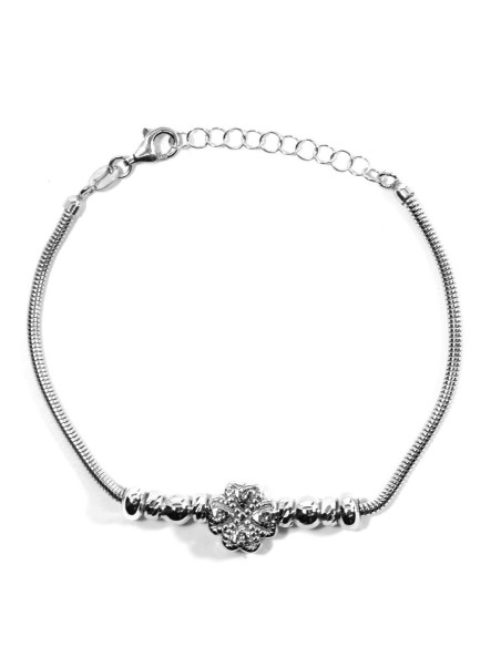 Bracciale Snake con Quadrifoglio in Argento 925