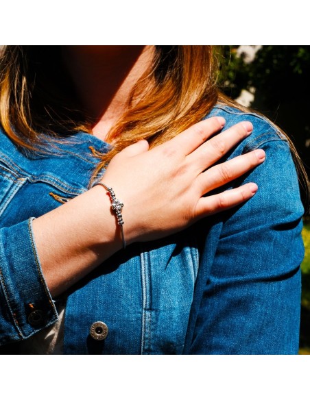 Bracciale Boules con Cuore Turchese Donna in Argento 925 Rodiato 