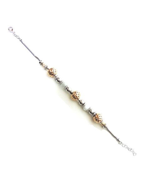 Bracciale Catena Donna in Argento 925 Rodiato con Ciondolo Doppio Cuore