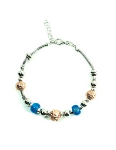 Bracciale in Argento 925 con Charms Ramati e Pietre Azzurre  2