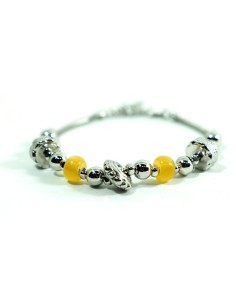925 Sterling Silver Thai Bracelet with Yellow Stones 