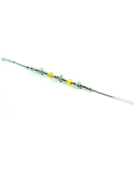 Bracciale in Argento 925 Charms Thai e Pietre Gialle 