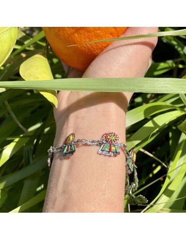 Enamelled Sterling Silver Sicilian Cart Bracelet 