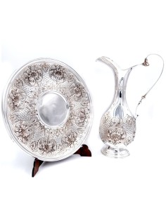 Amphore aus 800er Silber mit Ziselierter Muschelplatte...