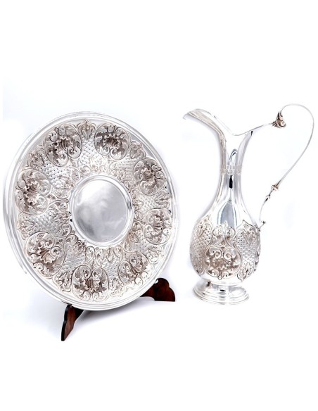 Amphore aus 800er Silber mit Ziselierter Muschelplatte von Siddiolo Argenti
