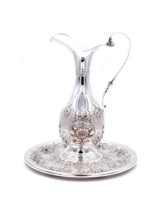 Anfora in Argento 800 con Piatto Cesellato Conchiglie by... 2