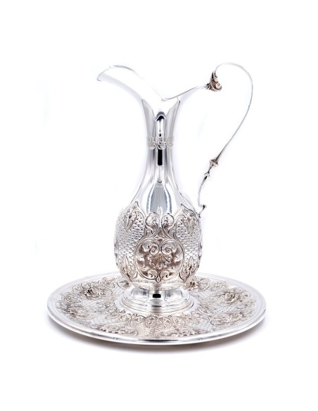 Amphore aus 800er Silber mit Ziselierter Muschelplatte von Siddiolo Argenti