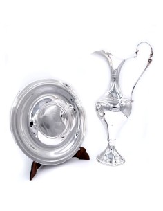 Amphore aus 800er Silber mit Teller im Empire-Stil