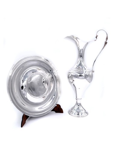Amphore aus 800er Silber mit Teller im Empire-Stil