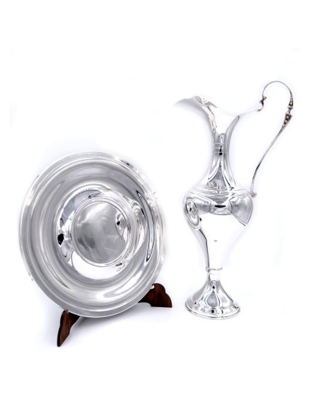 Amphore aus 800er Silber mit Teller im Empire-Stil