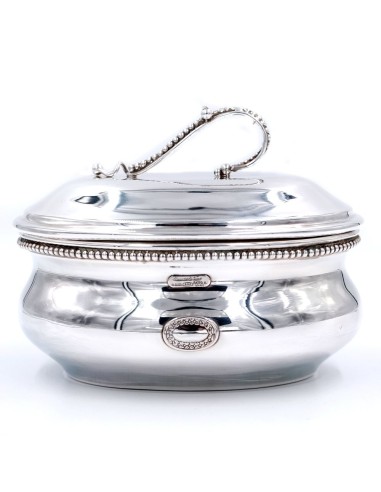 925 Sterling Silver Oval Jewelry Box with Elegant Cover