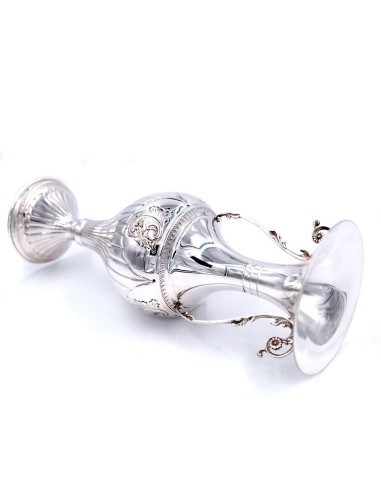 Vaso in Argento 800 Cesellato Decoro Impero con...