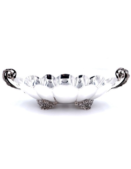 Solid Silver Jar with Decorated Handles and Feet