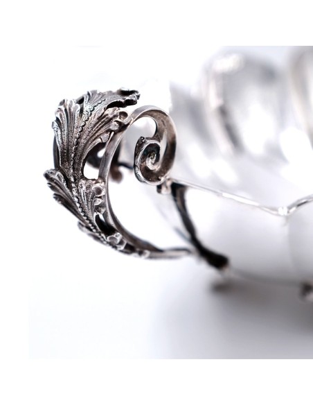 Solid Silver Jar with Decorated Handles and Feet