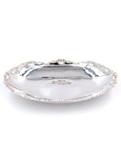 800 Sterling Silver oval glossy dish with perforated edge