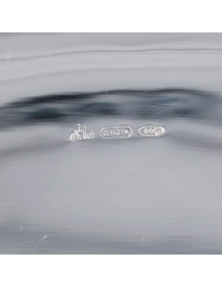 800 Sterling Silver oval glossy dish with perforated edge