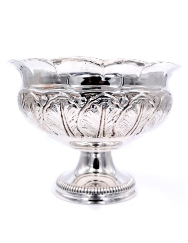 800 Sterling Silver Leaves Chiseled Bowl