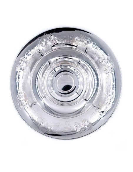 Hochglanzpolierter Tortenständer aus 800er Silber mit Blumendekoration