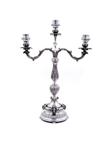 Candelabro Tre Fiamme in Argento 800 Barocco