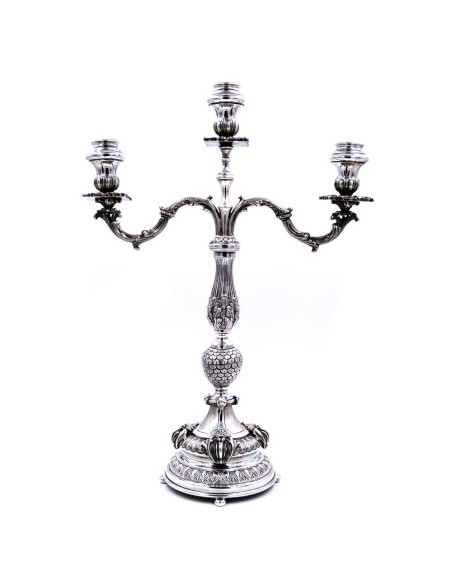 800 Sterling Silver Three Armed Candelabra Baroque Style 