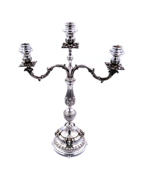 800 Sterling Silver Three Armed Candelabra Baroque Style 