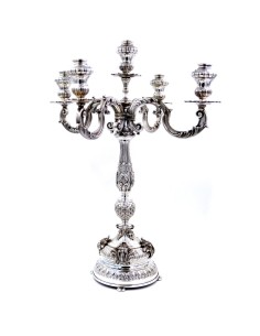 Barocker Fünfstöckiger Kandelaber aus 800er Silber