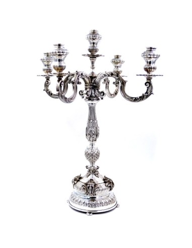 Candelabro Cinque Fiamme Barocco in Argento 800 