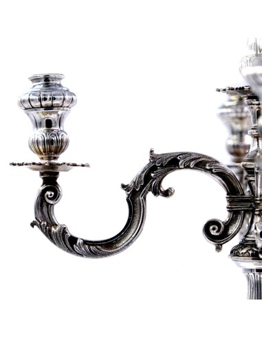 Candelabro Cinque Fiamme Barocco in Argento 800 