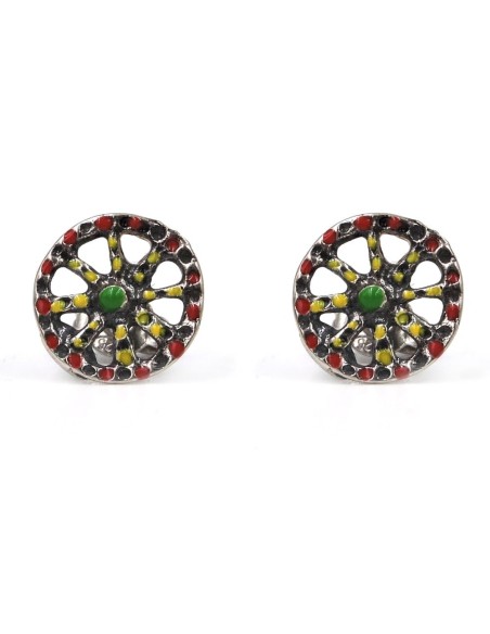 Orecchini Ruota Carretto Siciliano in Argento Smaltato