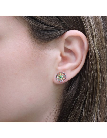 Enamelled Solid Silver Sicilian Cartwheel Earrings 