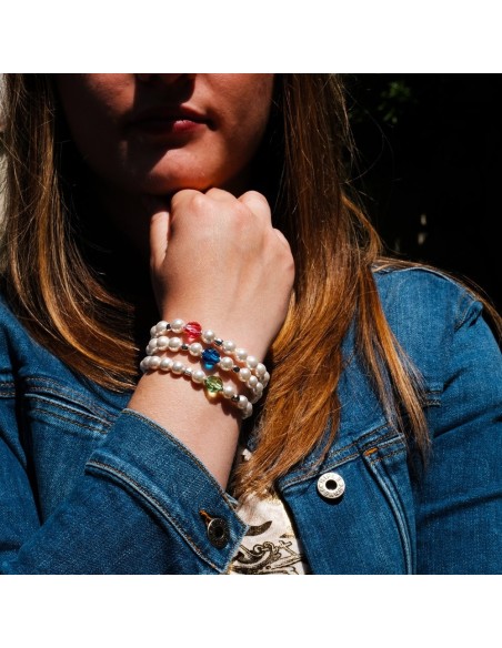 Bracciale Boules con Cuore Turchese Donna in Argento 925 Rodiato 