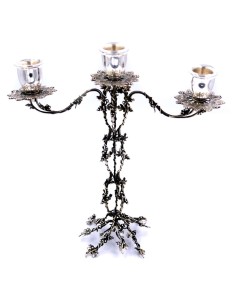 Candelabro Tre Fiamme Decoro Uva in Argento 800  2