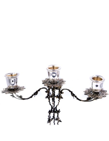 Candelabro Tre Fiamme Decoro Uva in Argento 800 