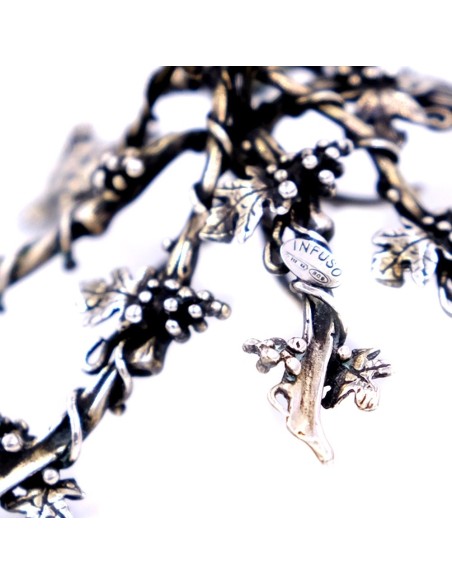 Candelabro Tre Fiamme Decoro Uva in Argento 800 