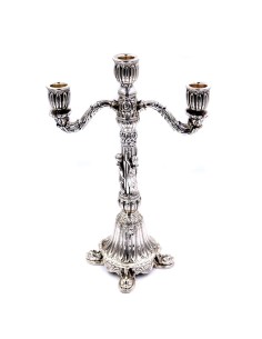 Candelabro Tre Fiamme in Argento 925 Lucido Finemente...