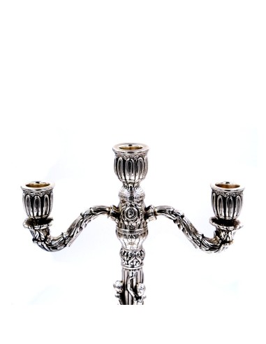 Candelabro Tre Fiamme in Argento 925 Lucido...