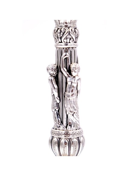 Candelabro Tre Fiamme in Argento 925 Lucido Finemente Decorato