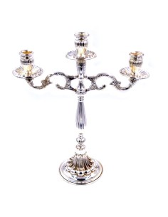 800 Sterling Silver Three Armed Candelabra Baroque Style 