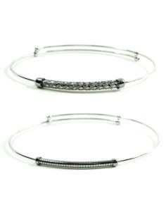 925 Sterling Silver Rigid Bracelet with woven mesh