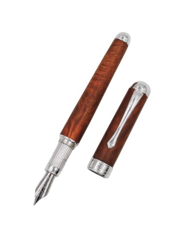 Matt Briar Wood and Sterling Silver Fountain Pen 