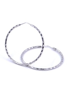 Orecchini Cerchi Diamantati Medi in Argento 925 