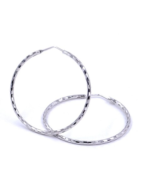 925 Sterling Silver Medium Hoop Earrings Diamond Effect