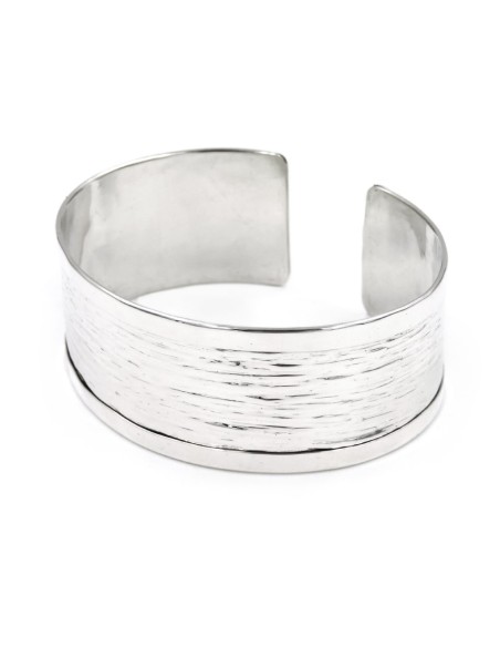 925 Sterling Silver Rigid Band Bracelet with Shiny Edge