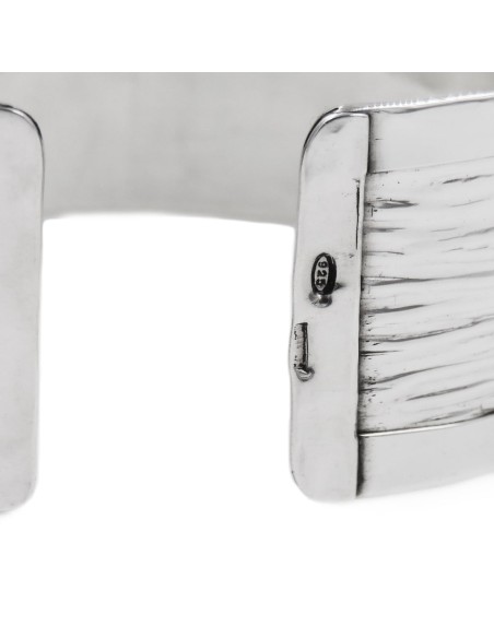 925 Sterling Silver Rigid Band Bracelet with Shiny Edge