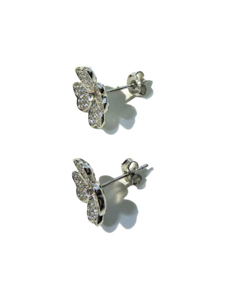 925 Sterling Silver Shamrock Earrings with White Zircons
