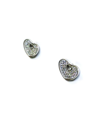 Orecchini Cuore in Argento 925 Tempestati di...