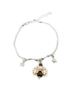 925 Sterling Silver Bracelet With Cherub Pendant with...