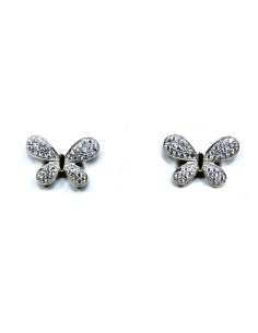 925 Sterling Silver Butterfly Earrings with White Zircons...